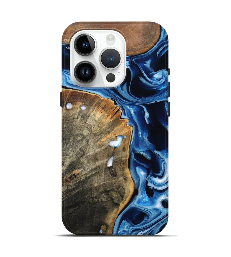 iPhone 15 Pro Wood Live Edge Phone Case - Erich (Blue, 799238)