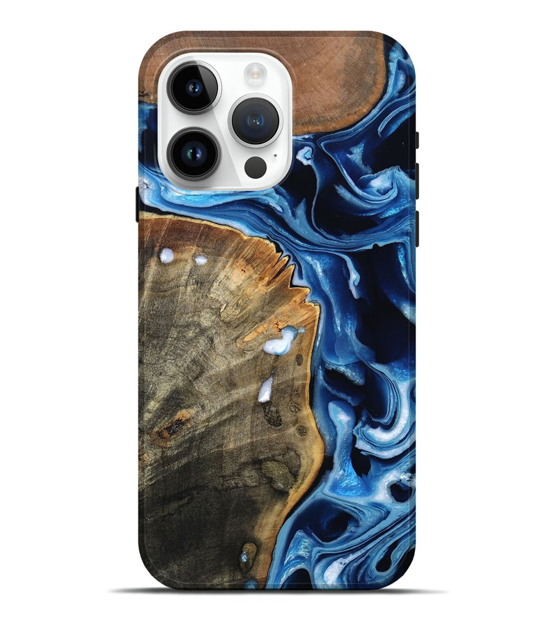 iPhone 15 Pro Max Wood Live Edge Phone Case - Erich (Blue, 799238)