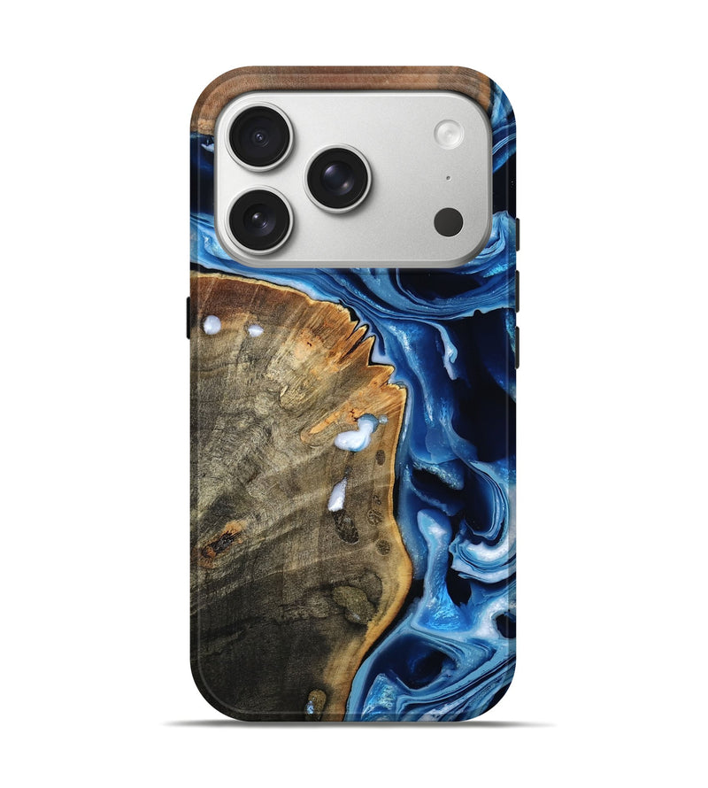 iPhone 17 Pro Wood Live Edge Phone Case - Erich (Blue, 799238)