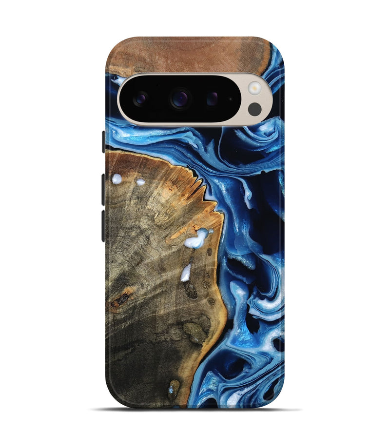 Pixel 9 Pro Wood Live Edge Phone Case - Erich (Blue, 799238)