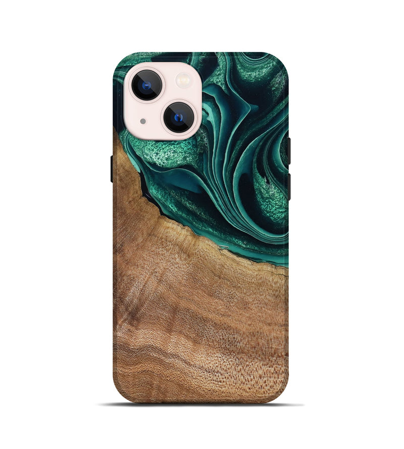 iPhone 13 mini Wood Live Edge Phone Case - Clay (Green, 799239)