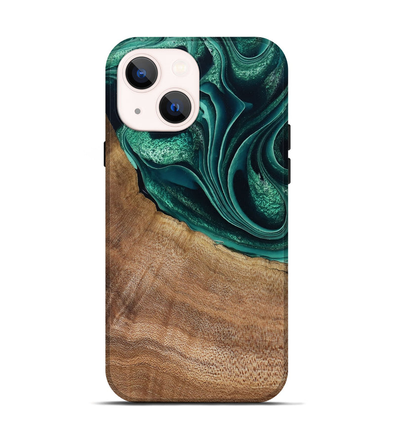 iPhone 14 Wood Live Edge Phone Case - Clay (Green, 799239)