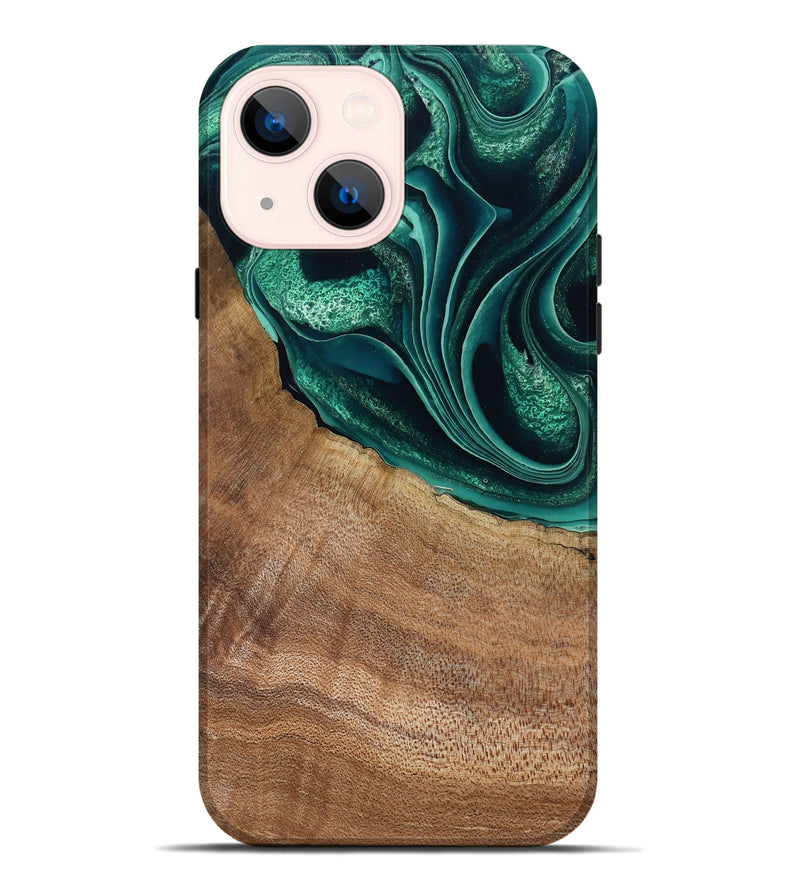 iPhone 14 Plus Wood Live Edge Phone Case - Clay (Green, 799239)