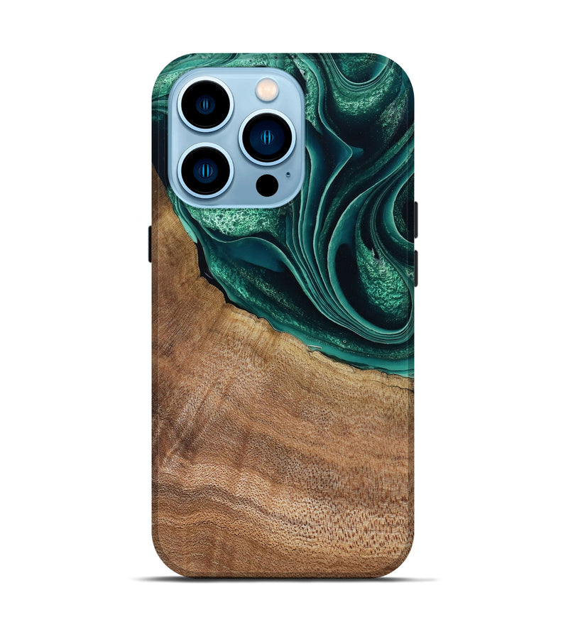 iPhone 14 Pro Wood Live Edge Phone Case - Clay (Green, 799239)