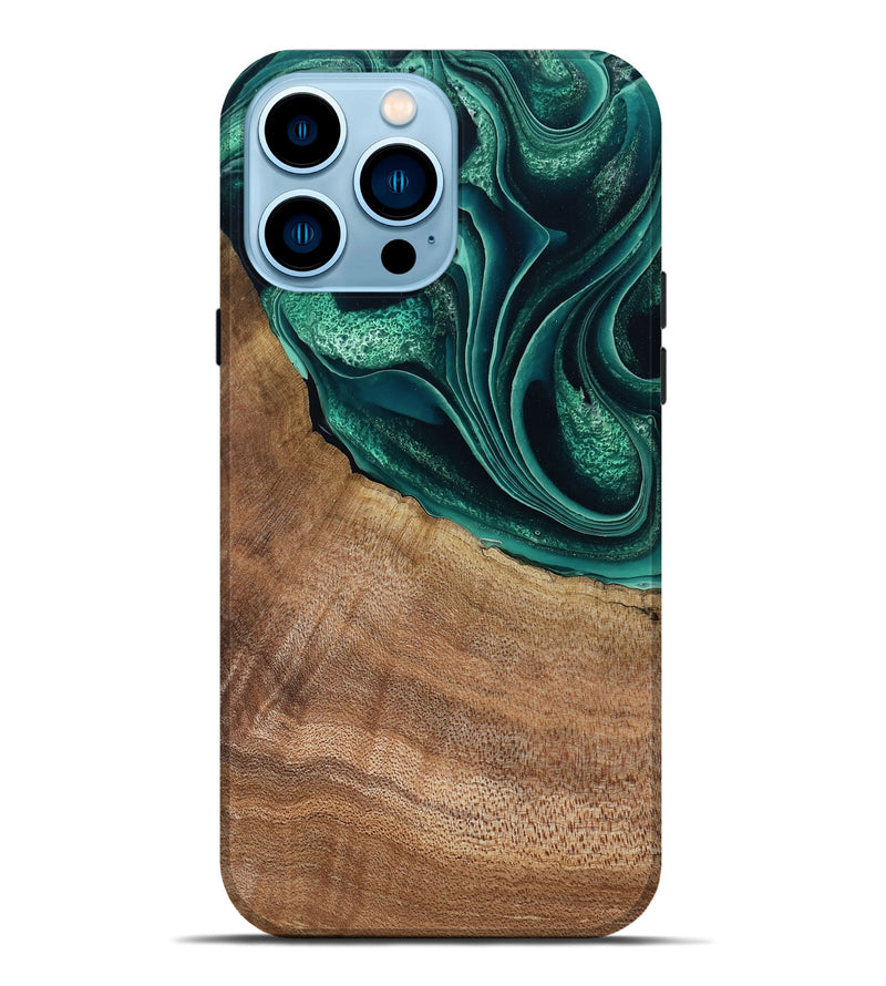 iPhone 14 Pro Max Wood Live Edge Phone Case - Clay (Green, 799239)