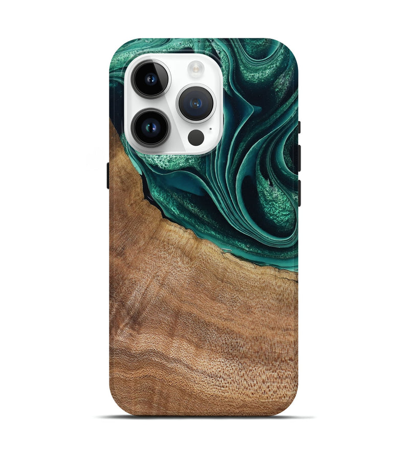 iPhone 15 Pro Wood Live Edge Phone Case - Clay (Green, 799239)
