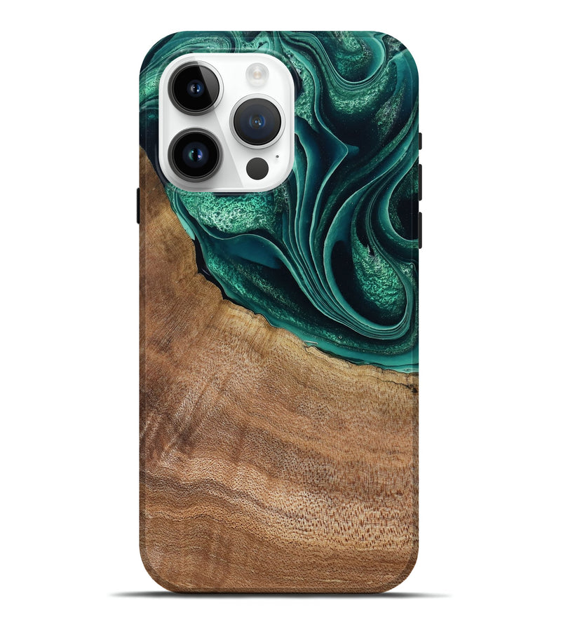 iPhone 15 Pro Max Wood Live Edge Phone Case - Clay (Green, 799239)