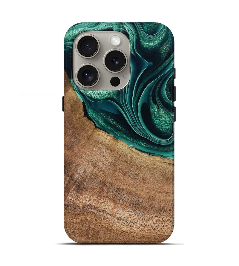 iPhone 16 Pro Wood Live Edge Phone Case - Clay (Green, 799239)