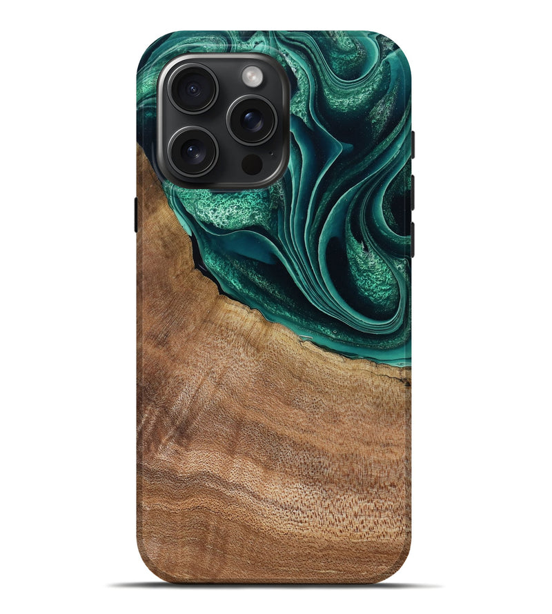 iPhone 16 Pro Max Wood Live Edge Phone Case - Clay (Green, 799239)