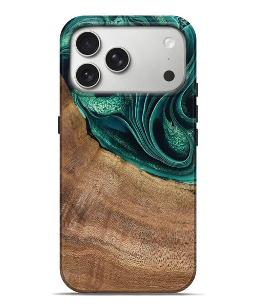 iPhone 17 Pro Max Wood Live Edge Phone Case - Clay (Green, 799239)