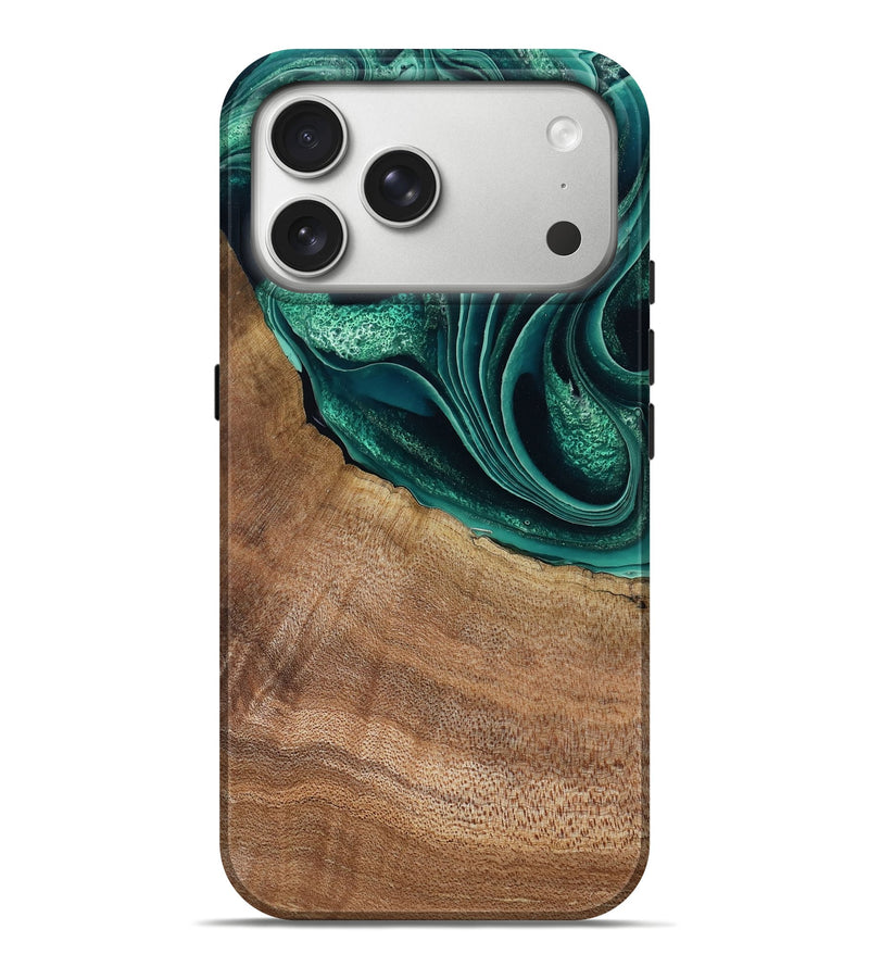 iPhone 17 Pro Max Wood Live Edge Phone Case - Clay (Green, 799239)