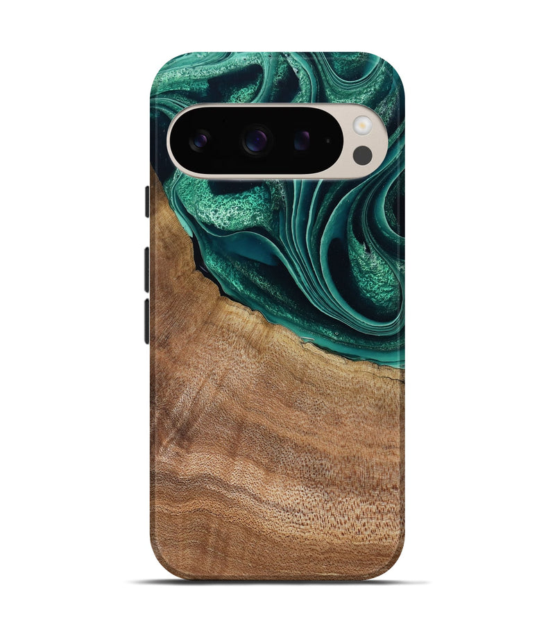 Pixel 9 Wood Live Edge Phone Case - Clay (Green, 799239)