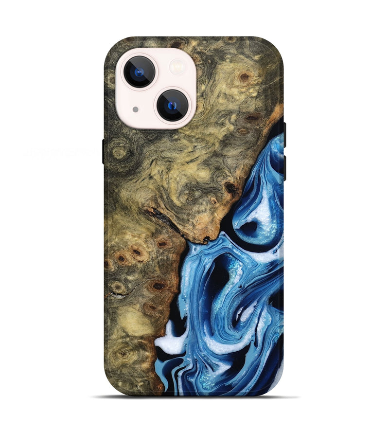 iPhone 13 Wood Live Edge Phone Case - Syreeta (Blue, 799256)