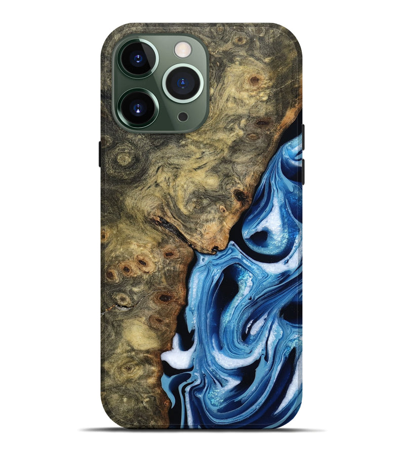 iPhone 13 Pro Max Wood Live Edge Phone Case - Syreeta (Blue, 799256)