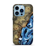 iPhone 14 Pro Wood Live Edge Phone Case - Syreeta (Blue, 799256)