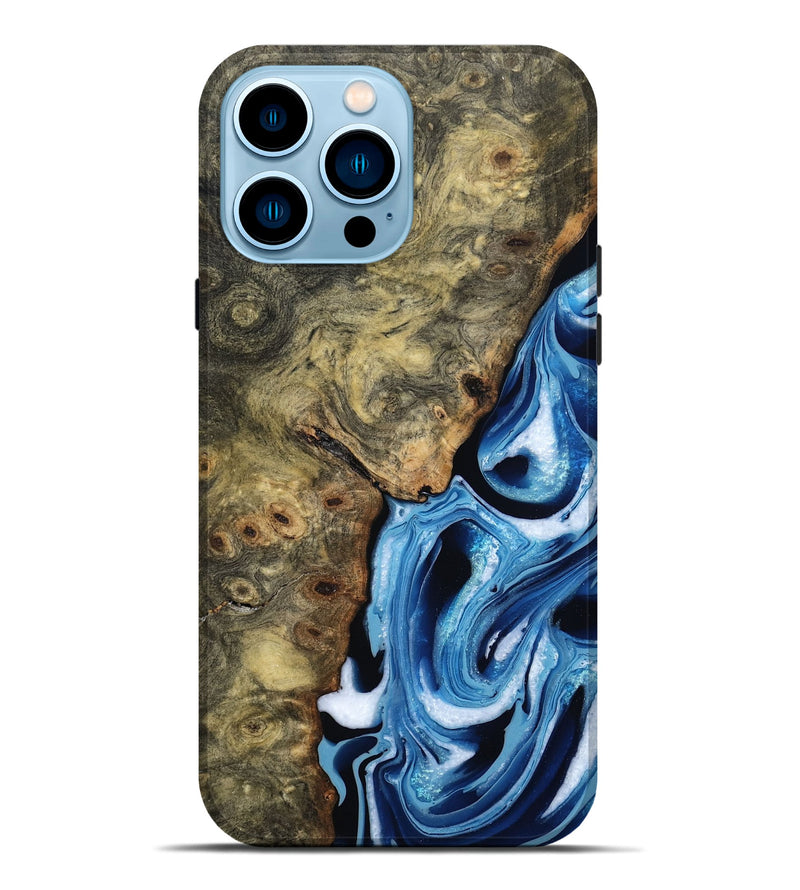 iPhone 14 Pro Max Wood Live Edge Phone Case - Syreeta (Blue, 799256)