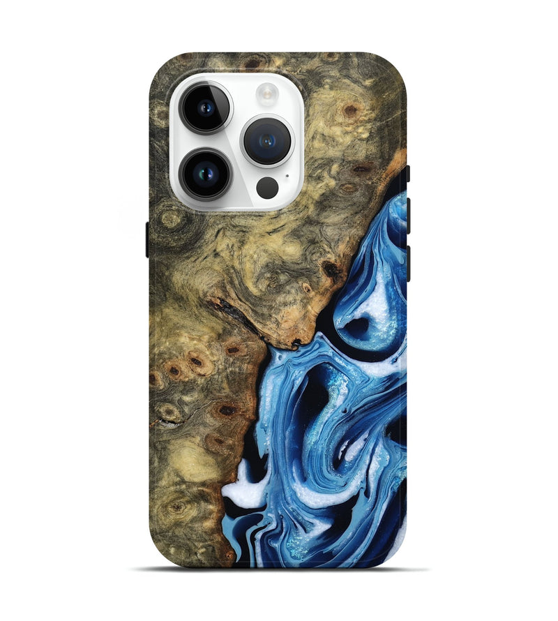 iPhone 15 Pro Wood Live Edge Phone Case - Syreeta (Blue, 799256)