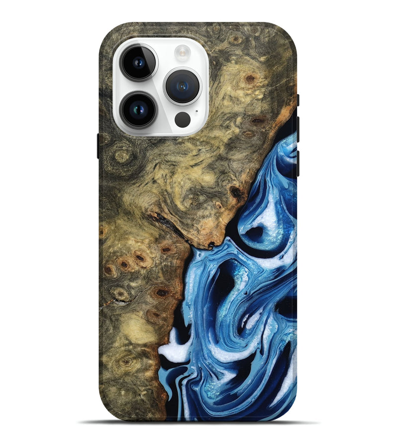 iPhone 15 Pro Max Wood Live Edge Phone Case - Syreeta (Blue, 799256)