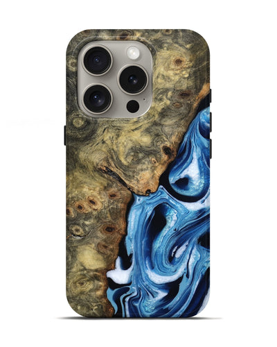 iPhone 16 Pro Wood Live Edge Phone Case - Syreeta (Blue, 799256)