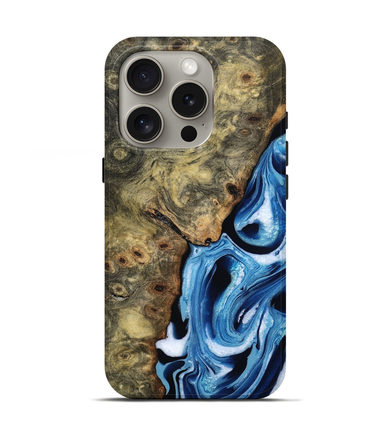 iPhone 16 Pro Wood Live Edge Phone Case - Syreeta (Blue, 799256)