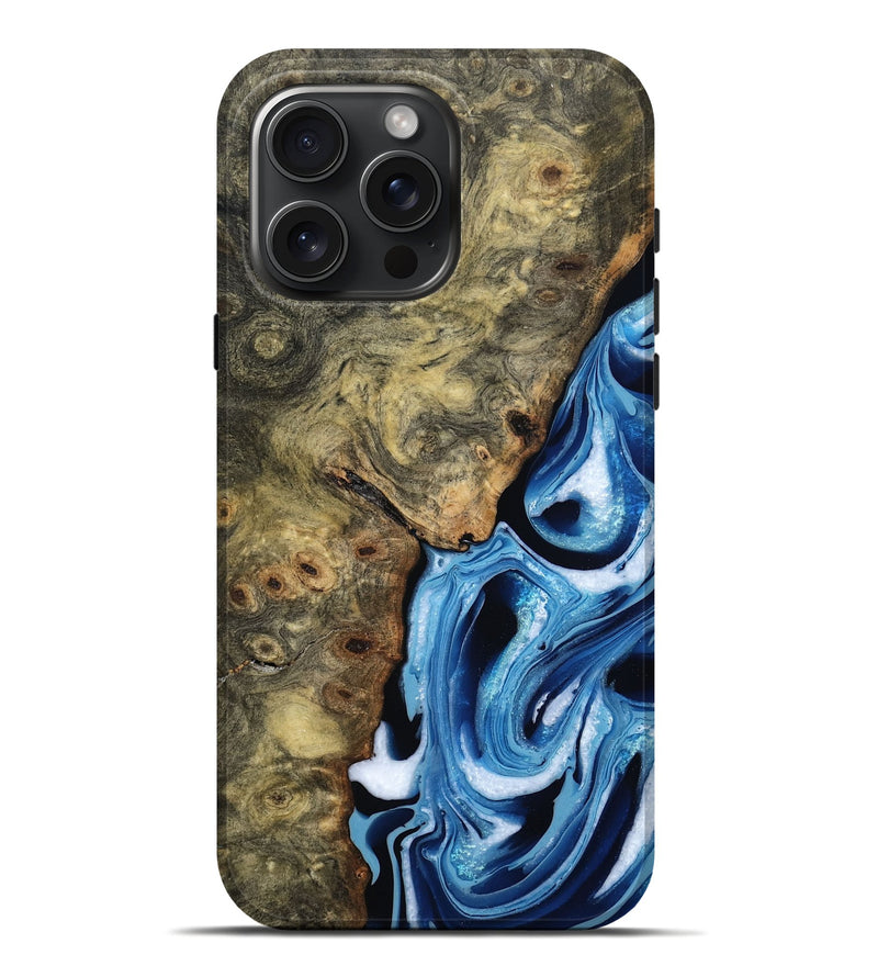 iPhone 16 Pro Max Wood Live Edge Phone Case - Syreeta (Blue, 799256)