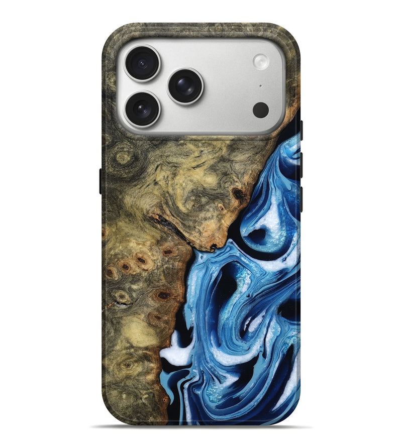 iPhone 17 Pro Max Wood Live Edge Phone Case - Syreeta (Blue, 799256)