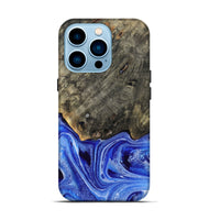 iPhone 14 Pro Wood Live Edge Phone Case - Keshia (Blue, 799258)