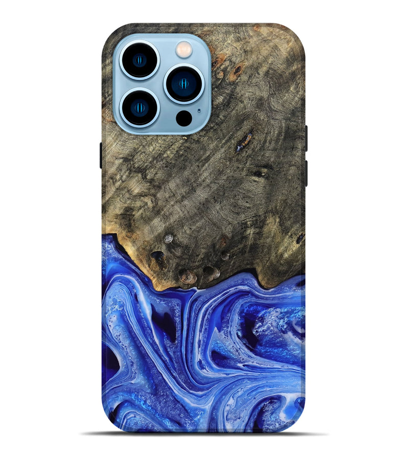 iPhone 14 Pro Max Wood Live Edge Phone Case - Keshia (Blue, 799258)