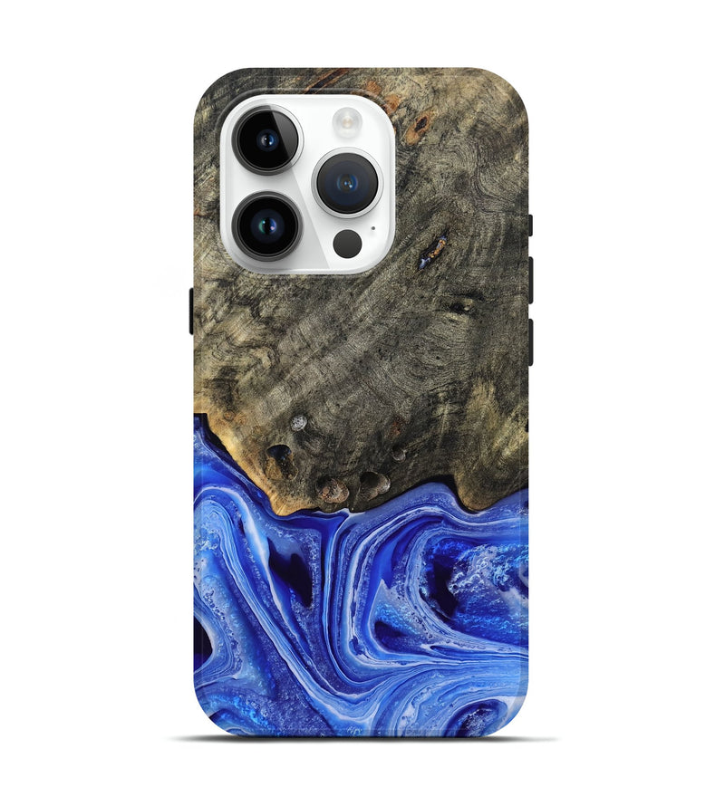 iPhone 15 Pro Wood Live Edge Phone Case - Keshia (Blue, 799258)