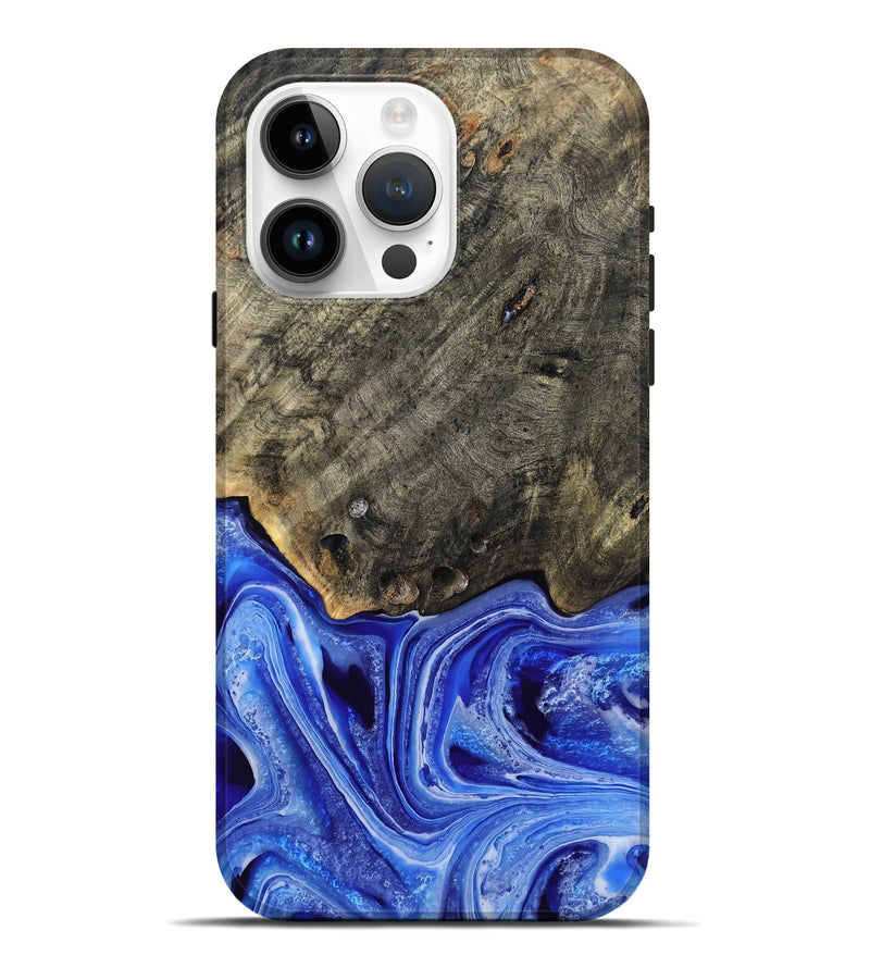 iPhone 15 Pro Max Wood Live Edge Phone Case - Keshia (Blue, 799258)