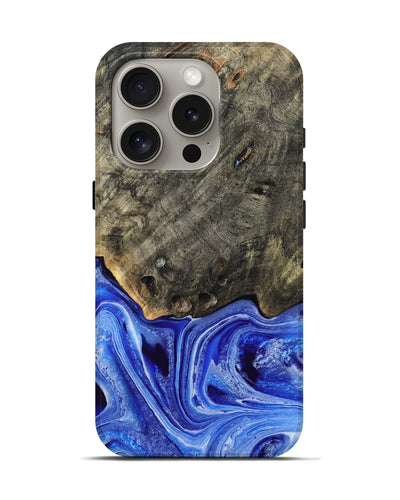 iPhone 16 Pro Wood Live Edge Phone Case - Keshia (Blue, 799258)