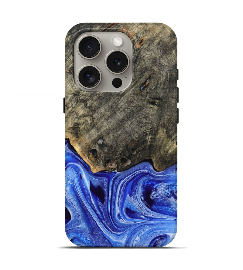 iPhone 16 Pro Wood Live Edge Phone Case - Keshia (Blue, 799258)