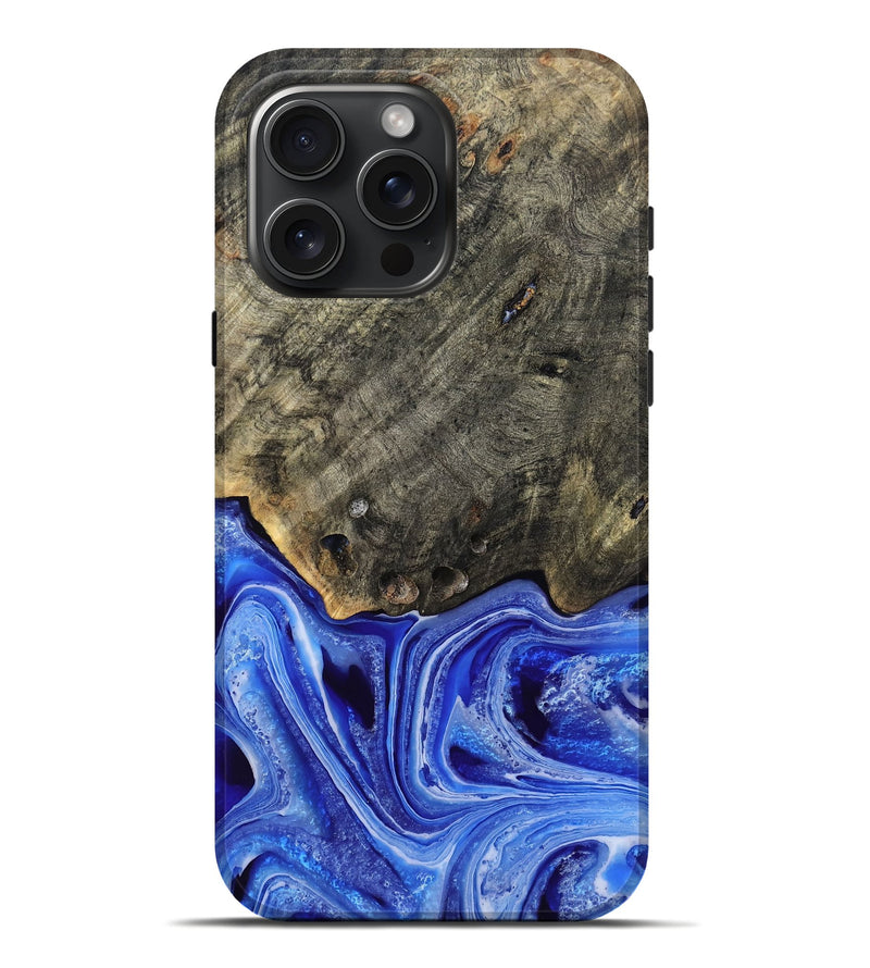 iPhone 16 Pro Max Wood Live Edge Phone Case - Keshia (Blue, 799258)