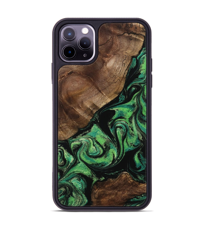 iPhone 11 Pro Max Wood Phone Case - Dian (Green, 799260)