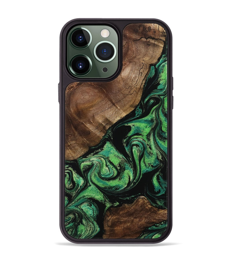 iPhone 13 Pro Max Wood Phone Case - Dian (Green, 799260)
