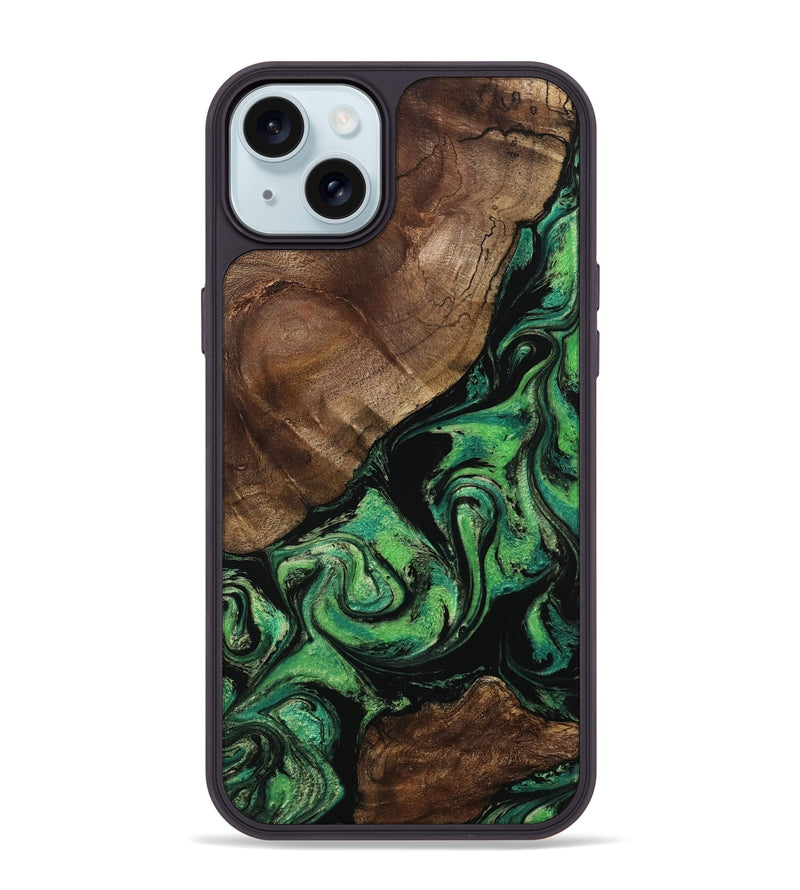 iPhone 15 Plus Wood Phone Case - Dian (Green, 799260)