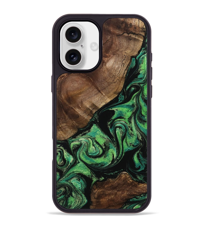 iPhone 16 Plus Wood Phone Case - Dian (Green, 799260)