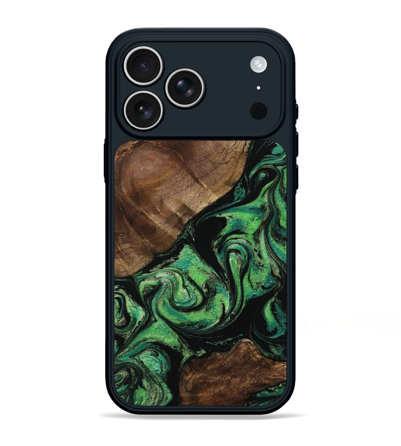 iPhone 17 Pro Max Wood Phone Case - Dian (Green, 799260)
