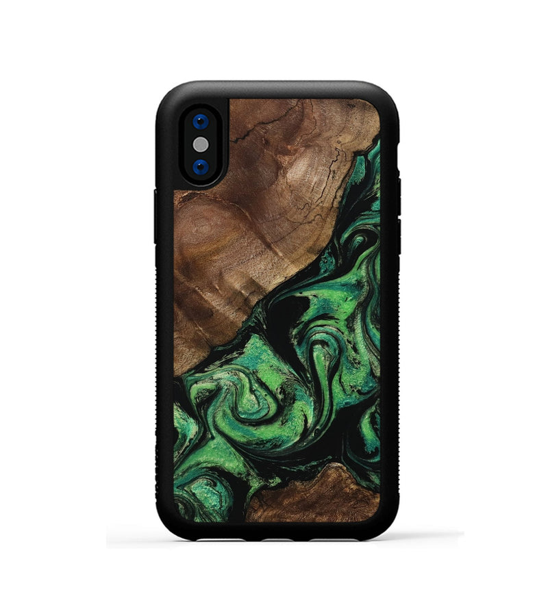 iPhone Xs Wood Phone Case - Dian (Green, 799260)