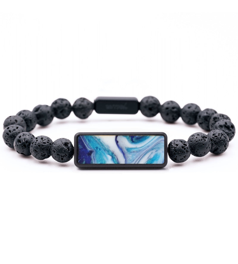 Lava Bead Wood Bracelet - Lela (Blue, 799308)