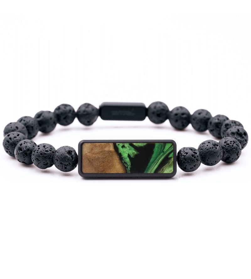 Lava Bead Wood Bracelet - Monica (Green, 799359)