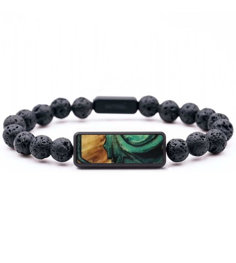 Lava Bead Wood Bracelet - Layla (Green, 799365)