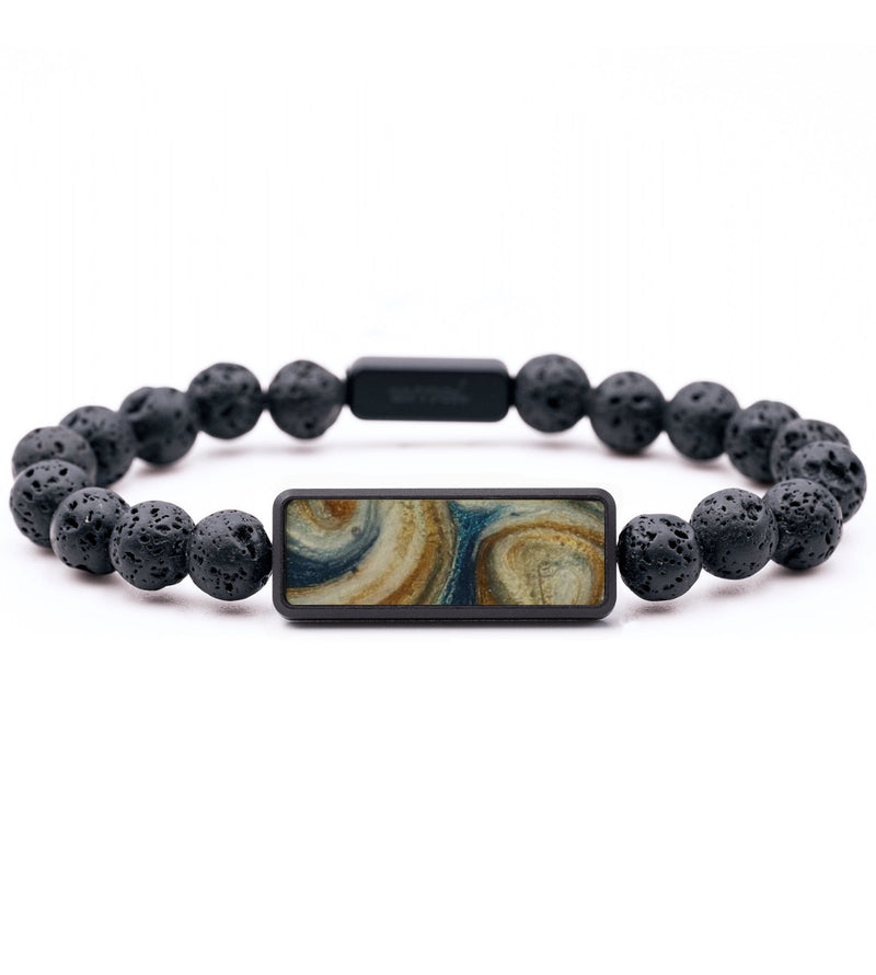 Lava Bead ResinArt Bracelet - Kristi (Teal & Gold, 799368)
