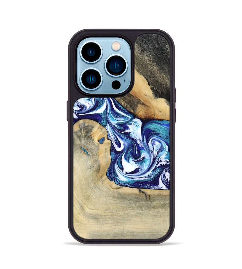 iPhone 14 Pro Wood Phone Case - Donnell (Blue, 799398)