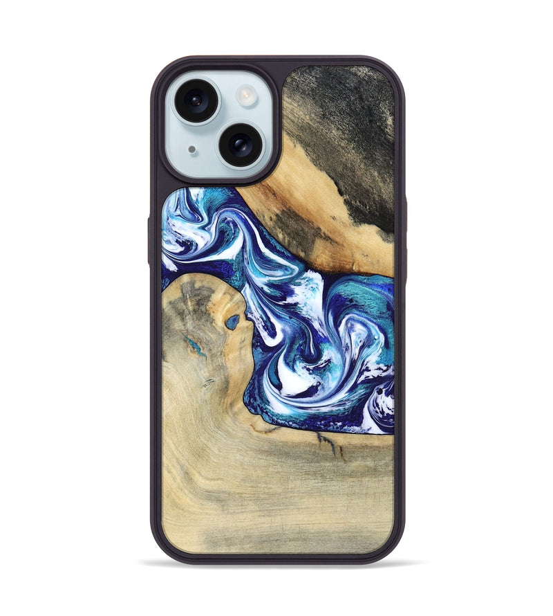 iPhone 15 Wood Phone Case - Donnell (Blue, 799398)