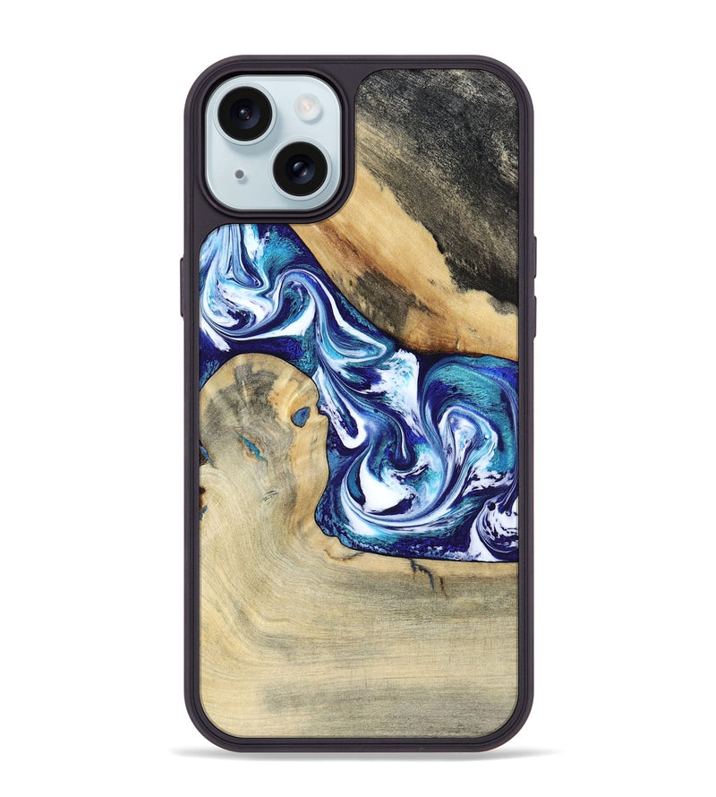 iPhone 15 Plus Wood Phone Case - Donnell (Blue, 799398)