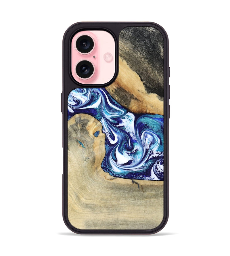 iPhone 16 Wood Phone Case - Donnell (Blue, 799398)