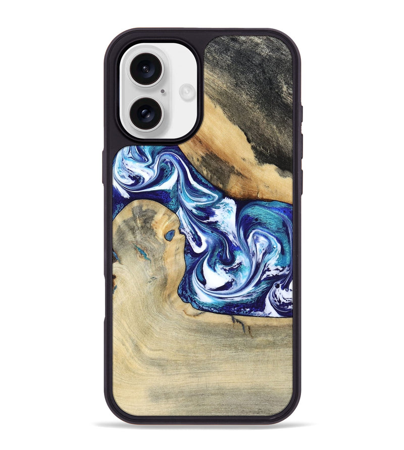 iPhone 16 Plus Wood Phone Case - Donnell (Blue, 799398)
