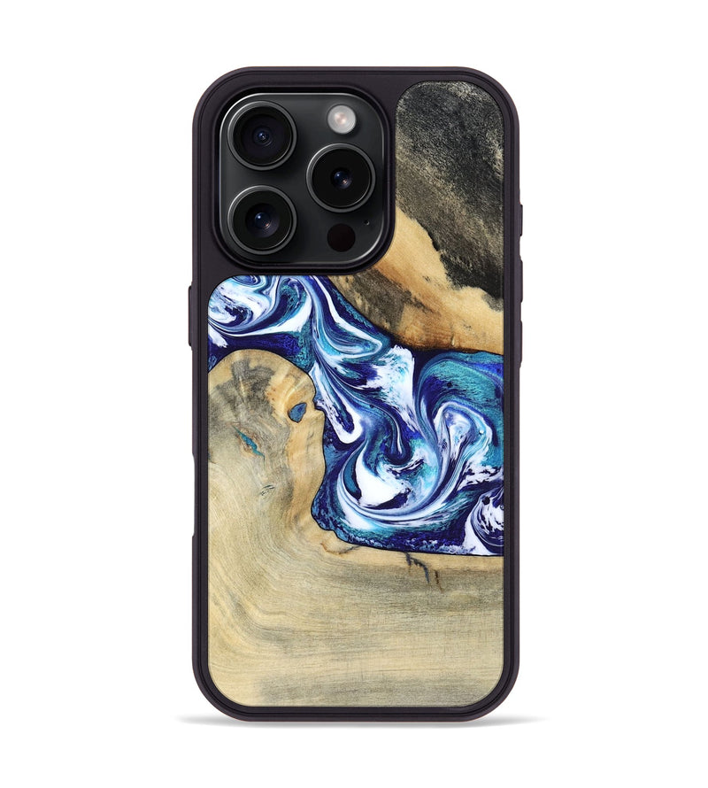 iPhone 16 Pro Wood Phone Case - Donnell (Blue, 799398)