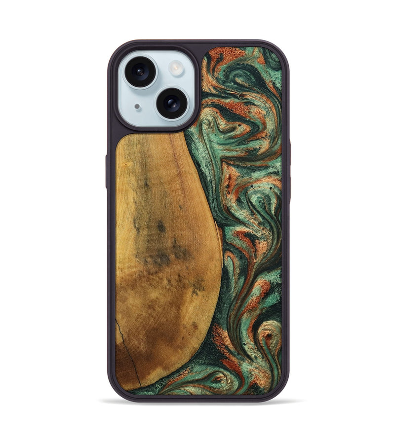 iPhone 15 Wood Phone Case - Kaeden (Green, 799402)